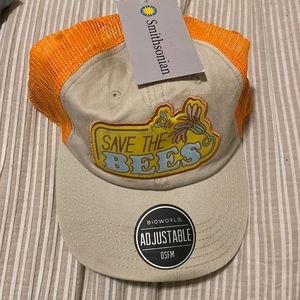 Smithsonian Save The Bees Hat Cap Orange Strap Back Adjustable Unisex Trucker